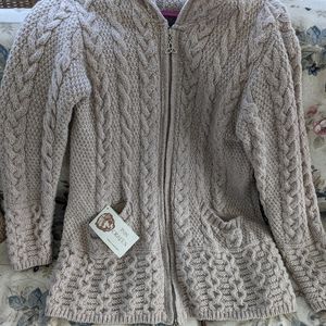 Inis Crafts Irish Wool Zip Sweater Coat
